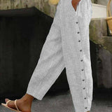 Clara | Striped Pants with Buttons