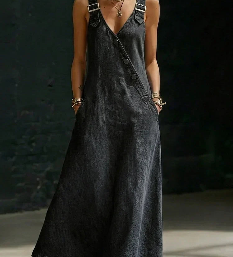 Vera - Long Denim Button Down Dress