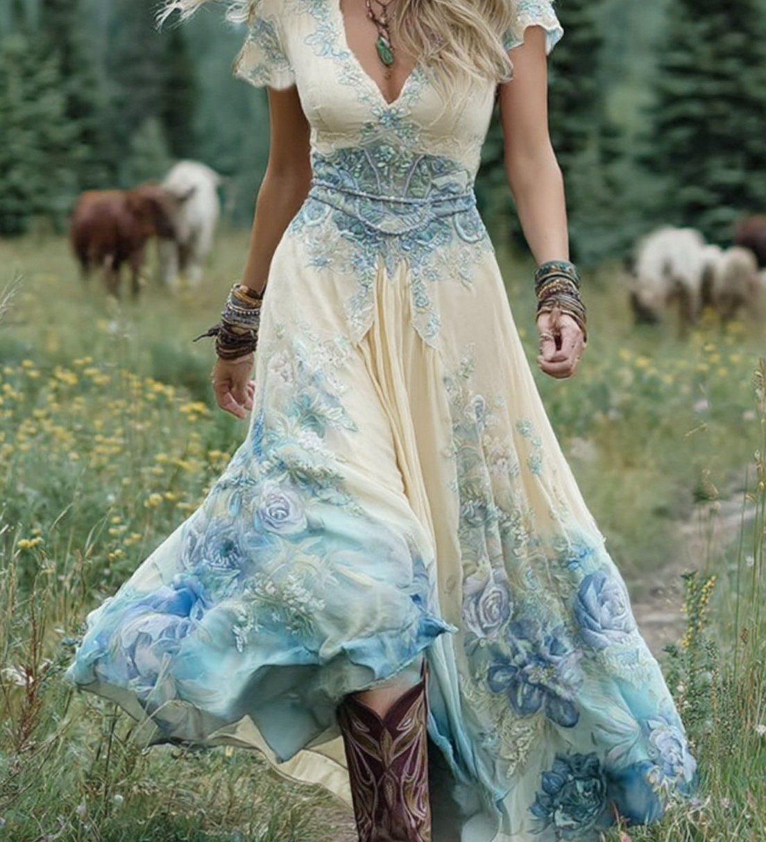 Serena - Short Maxi Floral Dress