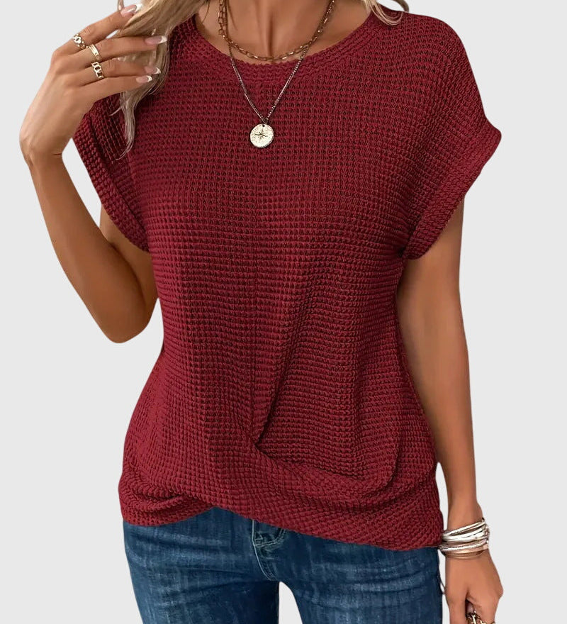 Isa - Elegant Blouse with Crew Neck