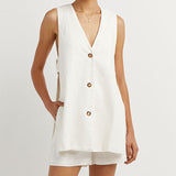 Helene | Sleeveless Set with Buttons