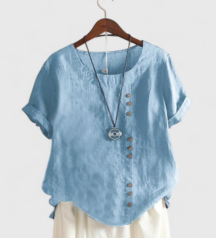 Elisavie - Comfortable Short Sleeve Blouse
