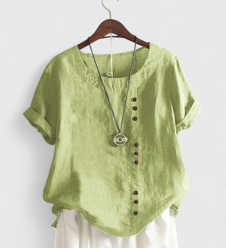 Elisavie - Comfortable Short Sleeve Blouse