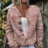 Abigail - Cardigan with Pastel Floral Print and Buttons