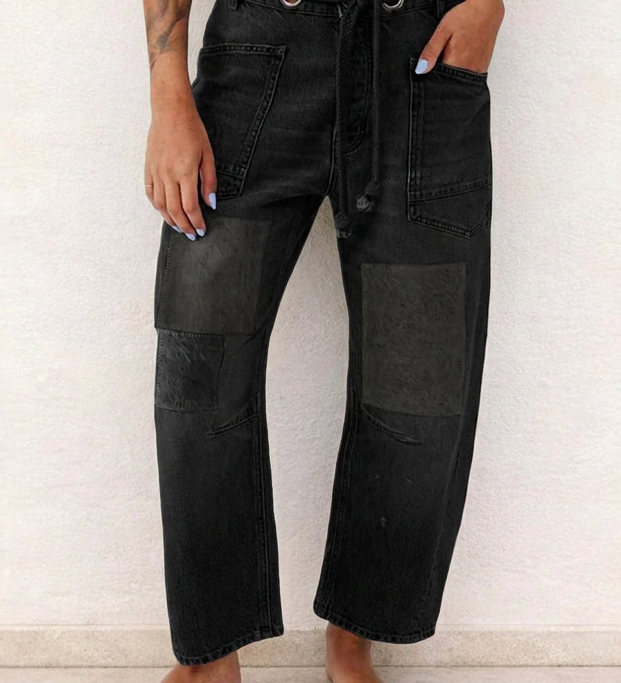 Margaret - Patchwork Drawstring Jeans